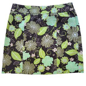 LOFT ANN TAYLOR Petite Green Floral Mini Skirt
